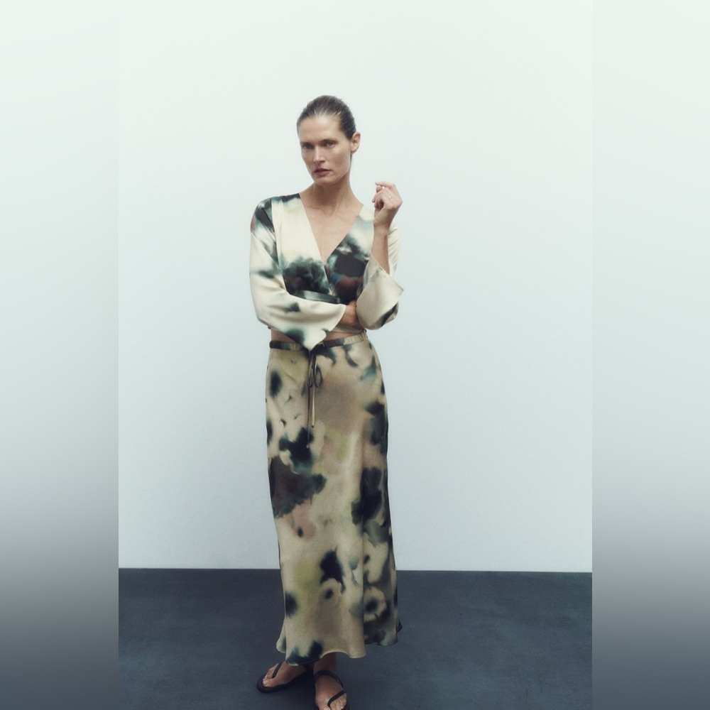 Zara Tie Dye Print Satin Effect Co-Ord Set.